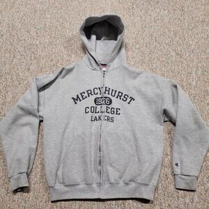 Mercyhurst University Lakers Sweatshirt Men Large Grey Full Zip College Champion